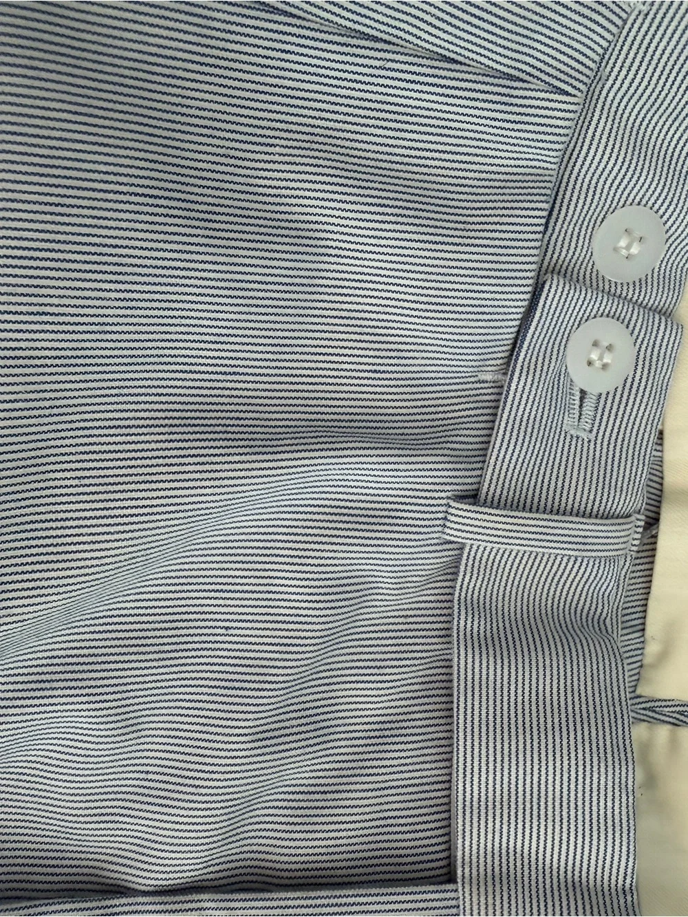 Cifonelli blue and white striped Classic Straight Fit trousers size 34 bespoke